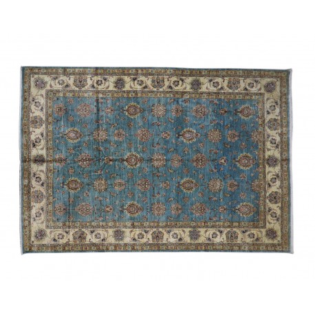 Dywan Ziegler Classic 100% wełna kamienowana ręcznie tkany luksusowy 250x350cm niebieski ornamenty