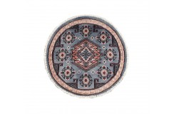 Buchara dywan okrągły ręcznie tkany z Pakistanu 100% wełna szary ok 60x60cm