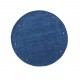 Gładki 100% wełniany dywan Gabbeh Handloom okrągły niebieski 200x200cm etniczne wzory