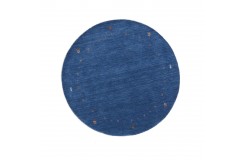 Gładki 100% wełniany dywan Gabbeh Handloom okrągły niebieski 200x200cm etniczne wzory