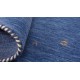Gładki 100% wełniany dywan Gabbeh Handloom okrągły niebieski 80x80cm etniczne wzory
