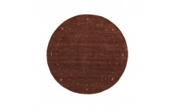 Gładki 100% wełniany dywan Gabbeh Handloom okrągły brązowy 80x80cm etniczne wzory
