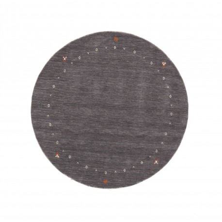Gładki 100% wełniany dywan Gabbeh Handloom okrągły fioletowy 80x80cm etniczne wzory