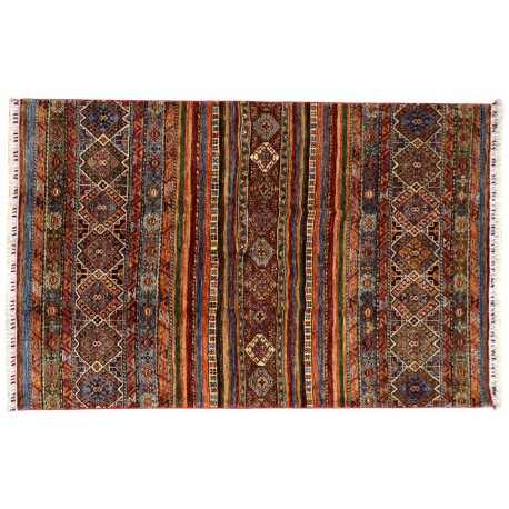 Dywan Ziegler Khorjin Arijana Shaal 100% wełna kamienowana ręcznie tkany luksusowy 150x220cm kolorowy w pasy