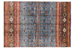 Dywan Ziegler Khorjin Arijana Shaal 100% wełna kamienowana ręcznie tkany luksusowy 160x210cm kolorowy pasy