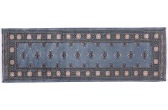 Buchara dywan ręcznie tkany z Pakistanu 100% wełna niebieski ok 80x240cm