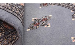 Oryginalny dywan Buchara z Pakistanu 100% wełna 80x240cm niebieski