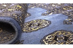 Oryginalny dywan Buchara z Pakistanu 100% wełna 80x380cm niebieski