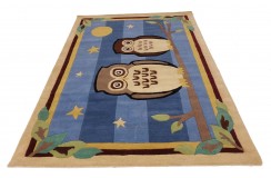 100% wełna gruby dywan z Indii 170x240cm sowy nocą designerski