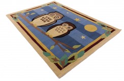 100% wełna gruby dywan z Indii 170x240cm sowy nocą designerski