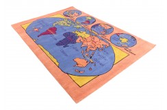 100% wełna gruby dywan z Indii 170x240cm mapa świata designerski