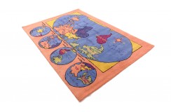 100% wełna gruby dywan z Indii 170x240cm mapa świata designerski