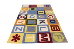 100% wełna gruby dywan z Indii 160x230cm alfabet kolorowy design