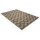 Designerski nowoczesny dywan wełniany art deco turkus brąz ok 160x230cm Indie 2cm gruby