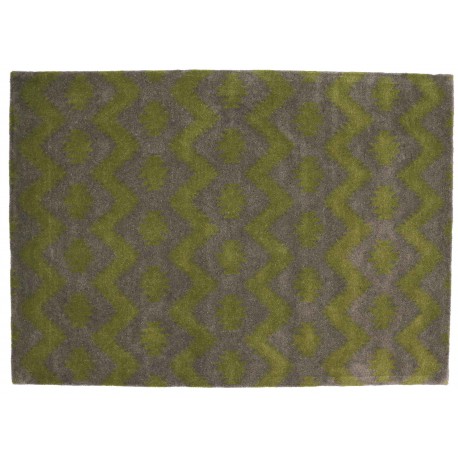 Designerski nowoczesny dywan wełniany art deco zieleń brąz ok 160x230cm Indie 2cm gruby