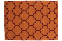 Designerski nowoczesny dywan wełniany marokańska koniczyna pomarańczowy ok 160x230cm Indie 2cm gruby