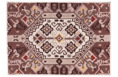 Designerski nowoczesny dywan wełniany geometryczny brązowy ok 200x300cm Indie 2cm gruby