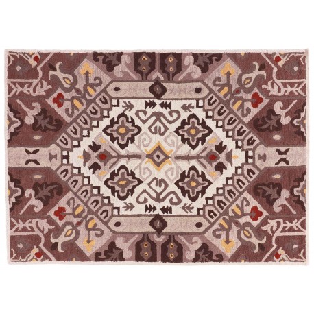 Designerski nowoczesny dywan wełniany geometryczny brązowy ok 200x300cm Indie 2cm gruby