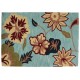 Designerski nowoczesny dywan wełniany w kwiaty turkusowy ok 160x230cm Indie 2cm gruby