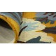 Designerski nowoczesny dywan wełniany w kwiaty pomarańczowy ok 120x180cm Indie 2cm gruby