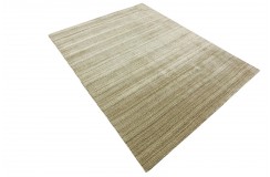 Miękki dywan Gabbeh Handloom w pasy wełna wiskoza beżowy 250x350cm