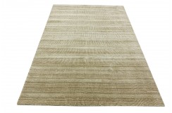 Miękki dywan Gabbeh Handloom w pasy wełna wiskoza beżowy 250x350cm