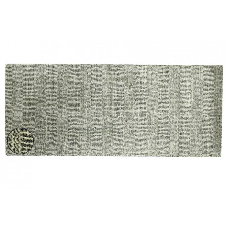 Miękki dywan Gabbeh Handloom w pasy wełna wiskoza szary chodnik  80x350cm