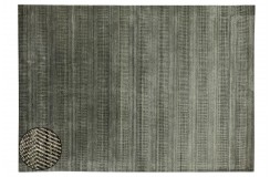 Miękki dywan Gabbeh Handloom w pasy wełna wiskoza ciemny szary 200x250cm