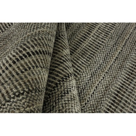 Miękki dywan Gabbeh Handloom w pasy wełna wiskoza ciemny szary 140x200cm