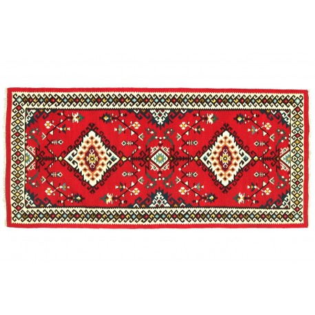 Kolorowy dywan etniczny z Turcji 100x180cm 100% wełna kilim w kwatery