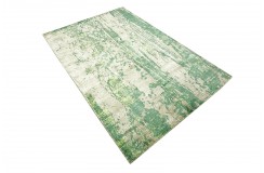 Unikatowy zielony dywan jedwabny z Indii deseń vintage 160x230cm luksus