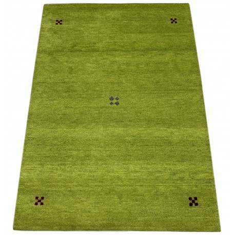 Zielony delikatnie zdobiony dywan gabbeh 170x240cm wełna argentyńska ręcznie tkany 100% wełna