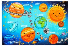 Miękki żakardowy płasko tkany dywan dla dzieci Obsession Torino Kids 233 Solar System 160x230cm