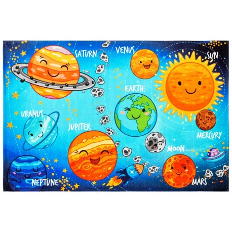 Miękki żakardowy płasko tkany dywan dla dzieci Obsession Torino Kids 233 Solar System 160x230cm