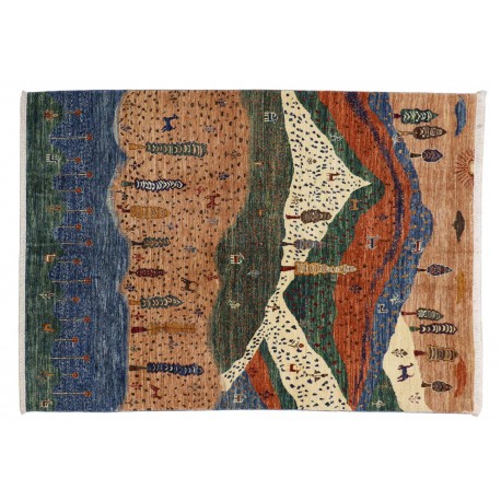 Dywan Ziegler Khorjin Arijana Shaal Gabbeh 100% wełna kamienowana ręcznie tkany luksusowy 180x230cm kolorowy w pasy