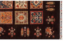 Dywan Ziegler Khorjin Arijana Shaal Gabbeh 100% wełna kamienowana ręcznie tkany luksusowy 200x300cm ciemny w kwatery