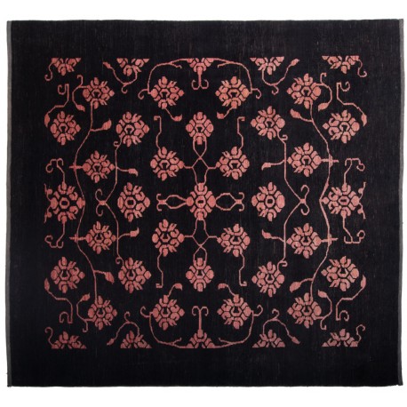 Dywan Ziegler Classic 100% wełna kamienowana ręcznie tkany luksusowy 200x200cm czarny ornamenty