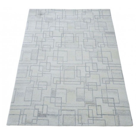 Ciepły gruby dywan na zimę, szary beżowy geometryczny 100% wełniany dywan tafting 160x230cm