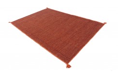 Ręcznie tkany ceglasty dwustronny kilim - dywan płasko tkany z Indii 200x300cm