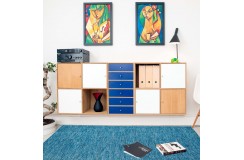 Ręcznie tkany niebieski dwustronny kilim - dywan płasko tkany z Indii 140x200cm