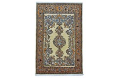 Perski luksusowy dywan KOM Sherkat Farsh (GHOM) ręczne tkany 110x170cm 100% wełna kwiatowy gustowny beżowy