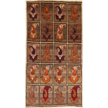 Etniczny dywan ręcznie tkany perski Kaszkaj Gabbeh Iran 100% wełna ciepły 110x210cm motywy boota