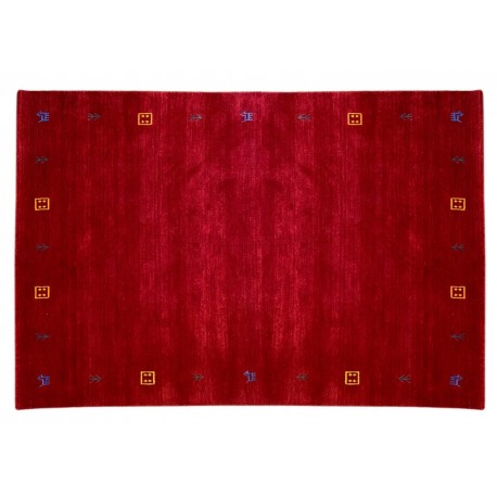 Gładki 100% wełniany dywan Gabbeh Loribaft Handloom czerwony 170x240cm etniczne wzory