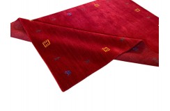 Gładki 100% wełniany dywan Gabbeh Loribaft Handloom czerwony 200x250cm etniczne wzory