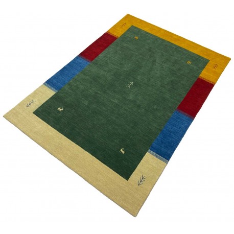Kolorowy ekskluzywny dywan Gabbeh Loribaft Indie 200x300cm 100% wełniany zielony