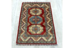 Królewska czerwień dywan Kazak tkany ręcznie przez Nomadów 100x150cm