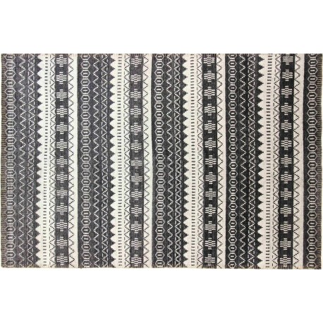 Ręcznie tkany dywan Modern z Indii 100% wełna 160x240cm mozaika arabeska w pasy, szary