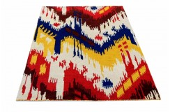 Ciepły dywan indyjski 100% wełna owcza nowoczesny wzór 165x35cm