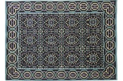 Ręcznie tkany dywan Modern z Indii 100% wełna 170x230cm kwiatowe motywy art deco, kolorowy