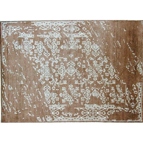 Ręcznie tkany dywan Modern z Indii 100% wełna 170x240cm wzór abstrakcyjny arabeska vintage brązowy